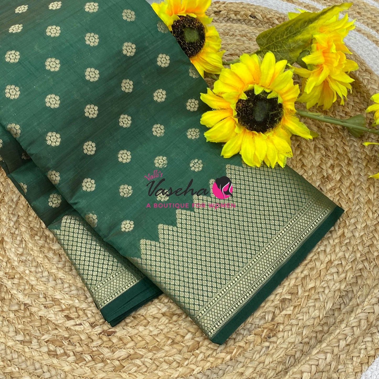 Semi Tussar Silk Saree | Green Shade |VVSTS057