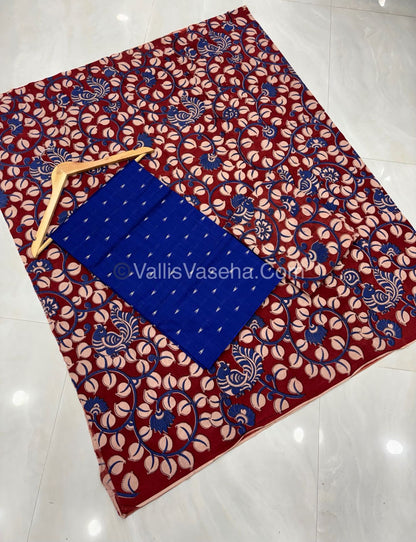 Unstitched Salwar Material -Raw Silk -  Blue Shade  - VVUSM012