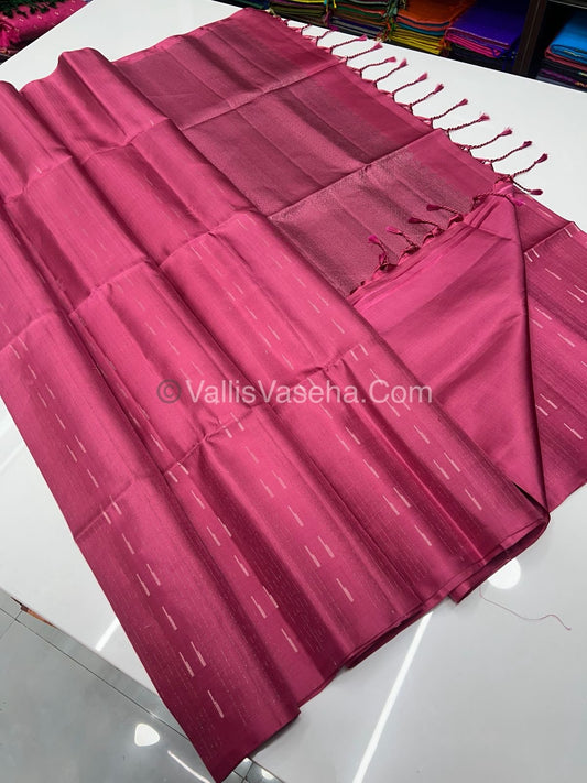 Pure Soft Silk Saree - Antique Zari - Border Less - Pink - VVPSS037
