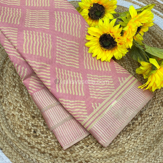 Semi Tussar Silk - Light Peach Shade - VVSTS007