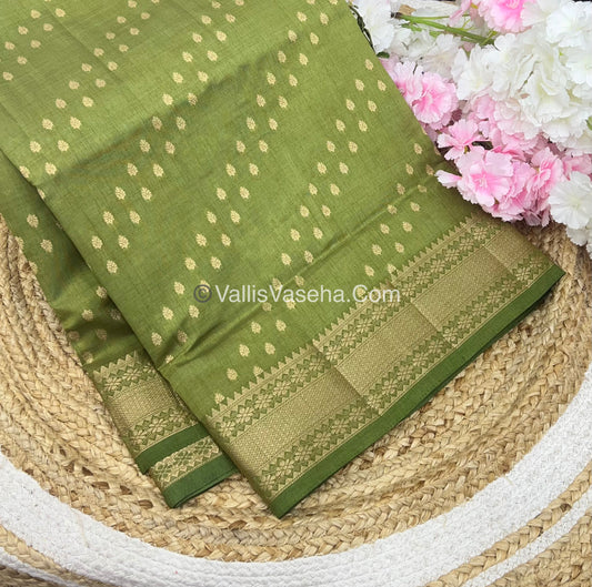 Semi Tussar Silk - Grand Pallu  - Pastel Green Shade - VVSTS017