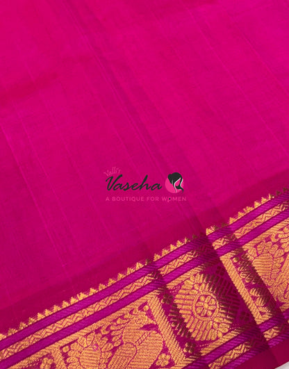 Pure Silk Cotton Saree -  Pink With Pink - Lakshadeepam Design - VVPLD001