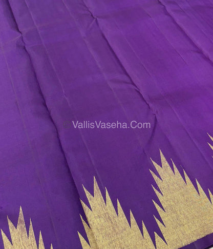 Pure Vintage Kanchipuram Silk Saree  - 8 Kol Weaving - Dark Purple Shade - VVPS019