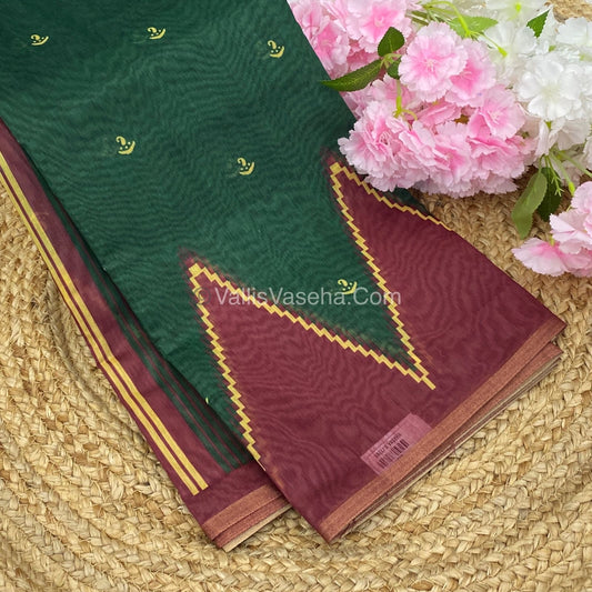 Semi Chanderi Saree - Green & Maroon Combo - VVSCS003