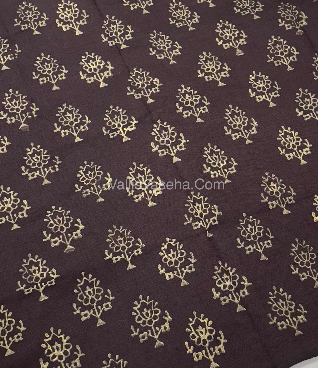 Poly Silk Mixed Cotton - Mirror Work Embroidery - Chiku with Brown - VVPCM001