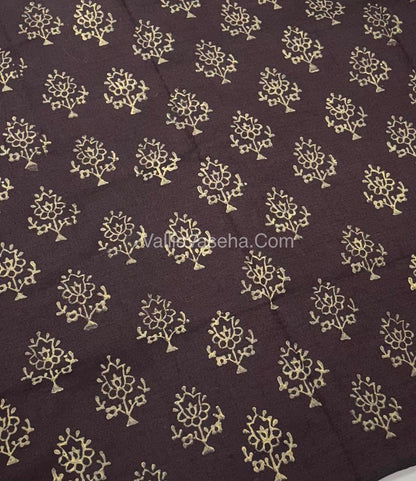 Poly Silk Mixed Cotton - Mirror Work Embroidery - Chiku with Brown - VVPCM001