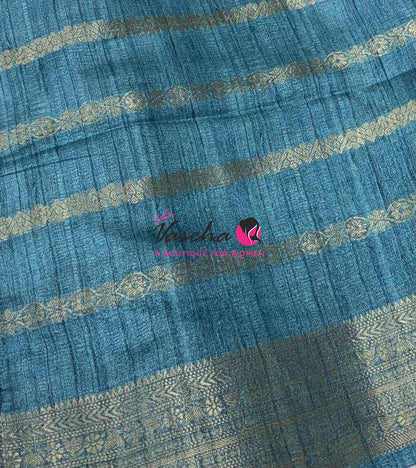 Semi Art Silk Saree - Green & Blue Shade - VVSAT003