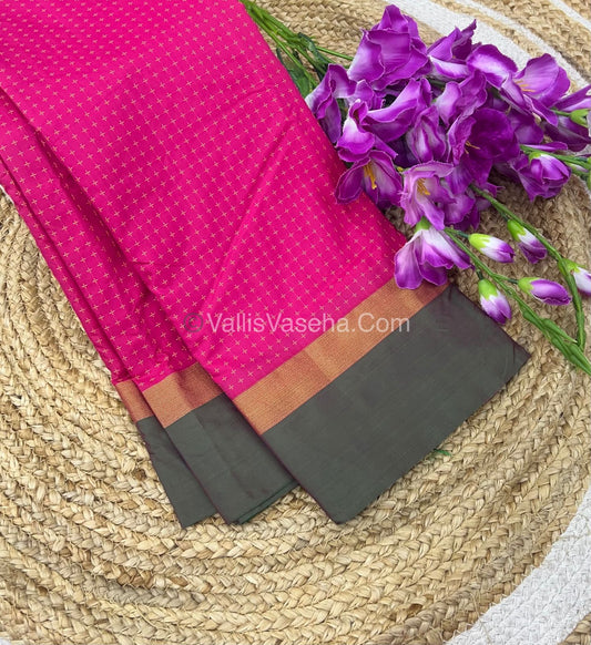 Semi Silk Saree - Plus Design Style - Contrast Pallu & Blouse or Running Pallu & Blouse - VVSS004