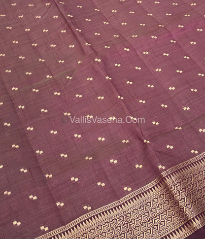 Semi Tussar Silk - Grand Pallu  - Wine Shade - VVSTS020