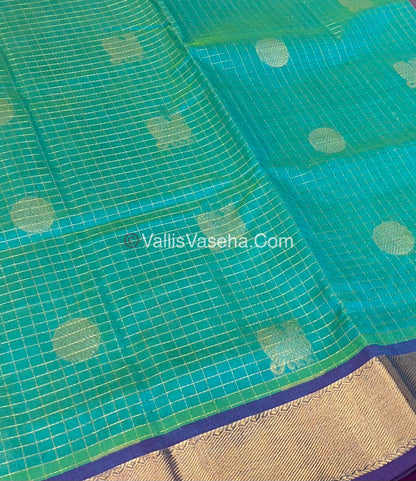 Pure Silk Cotton Saree - Mayil & Chakkaram Design - Blue With Purple Shade - VVMC002