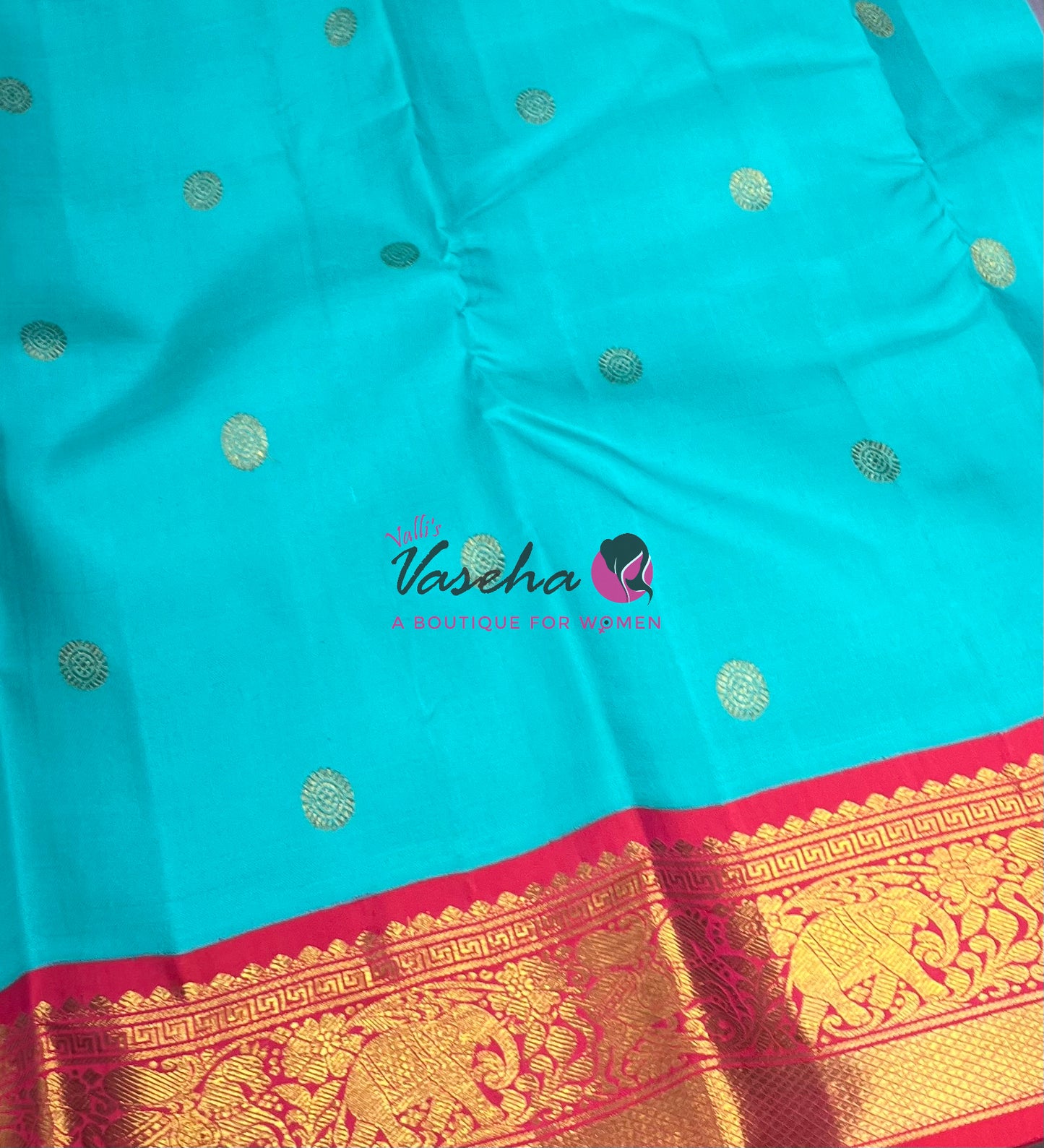 Pure Vintage Korvai Kanchipuram Silk Saree - Blue With Peachich Pink - VVPS062