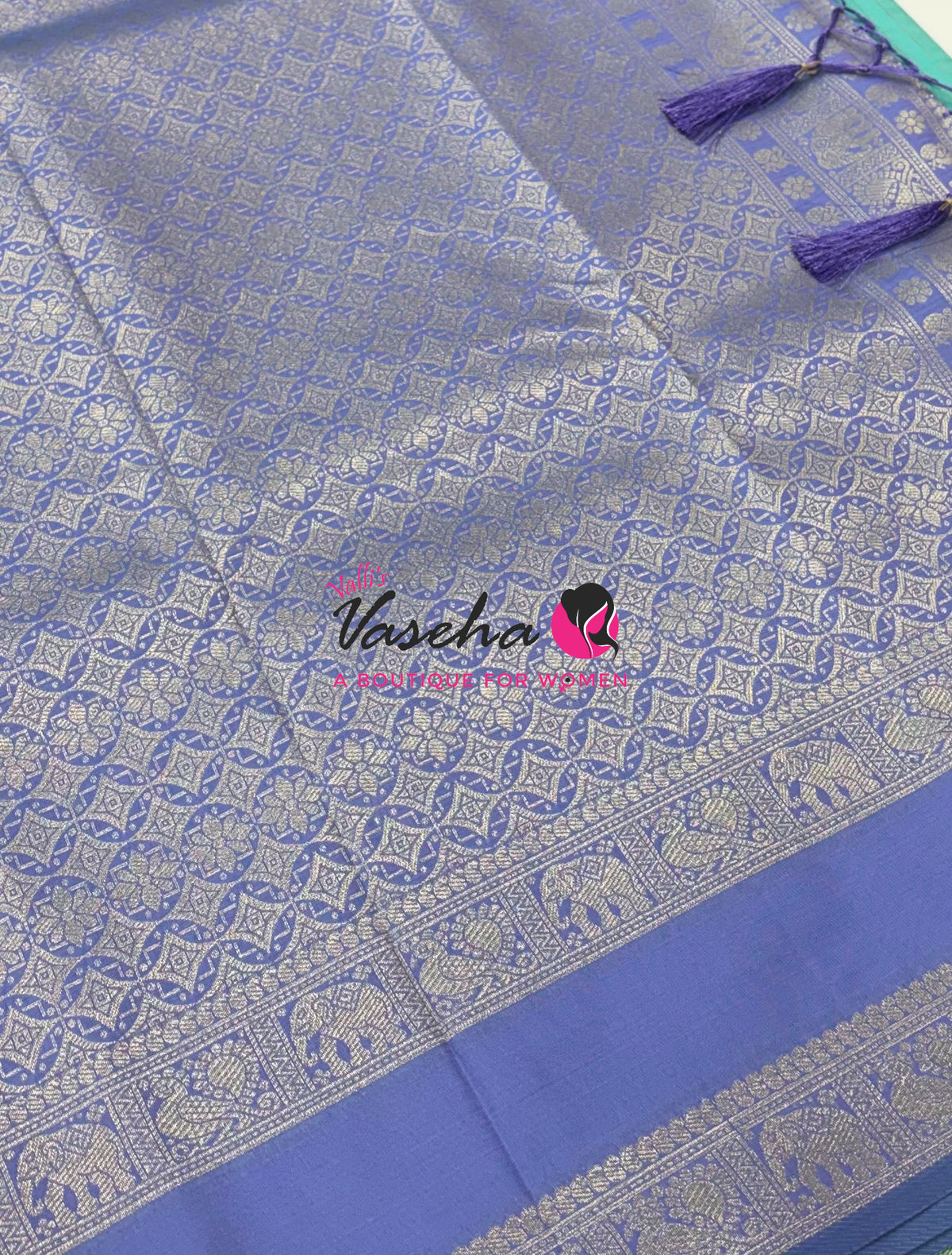 Semi Soft Silk - Pastel Blue With Light Lavender - VVSSS038
