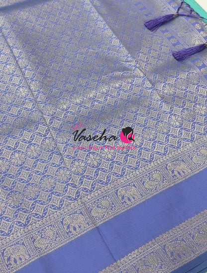 Semi Soft Silk - Pastel Blue With Light Lavender - VVSSS038