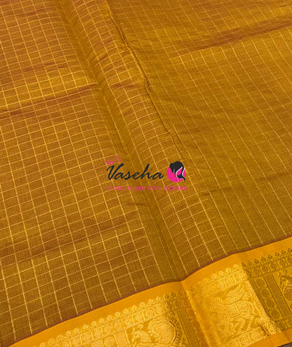 Semi Silk Cotton Saree - Checks Pattern - VVSSC019