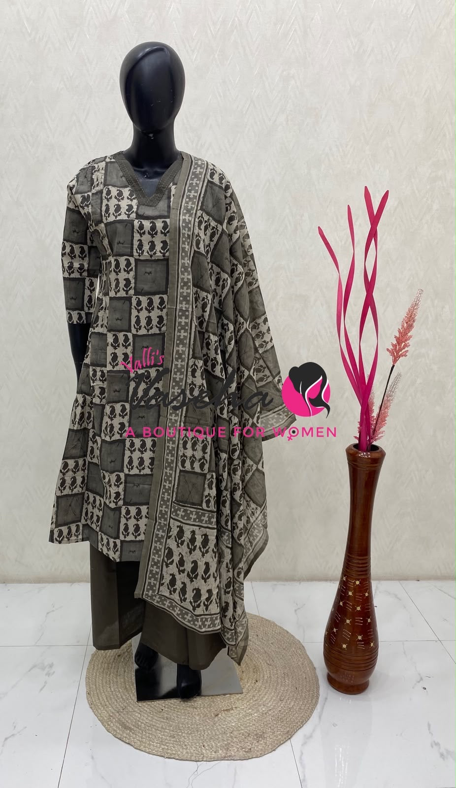 Ready Made | Anarkali Set  |Salwar, Kameez & Duppatta(3pc)|Cotton |VVRMS041