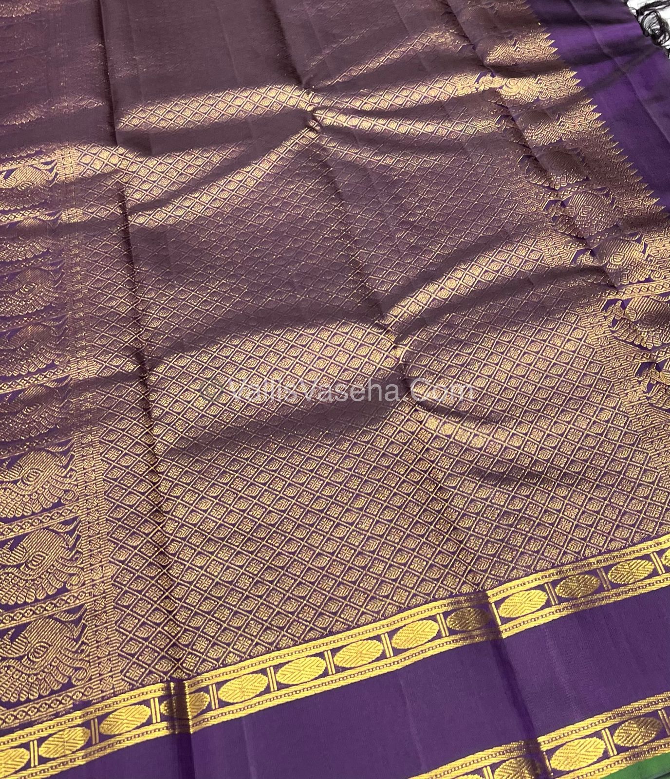 Pure Kanchipuram Silk Saree - Lavender & Dark Purple Combo - VVPS011