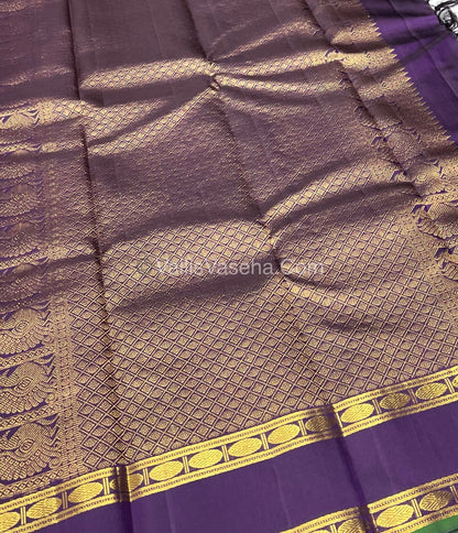 Pure Kanchipuram Silk Saree - Lavender & Dark Purple Combo - VVPS011