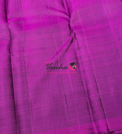 Pure Kanchipuram Silk Saree - Half & Half - Grey With Purplish Pink Shade - VVPS064