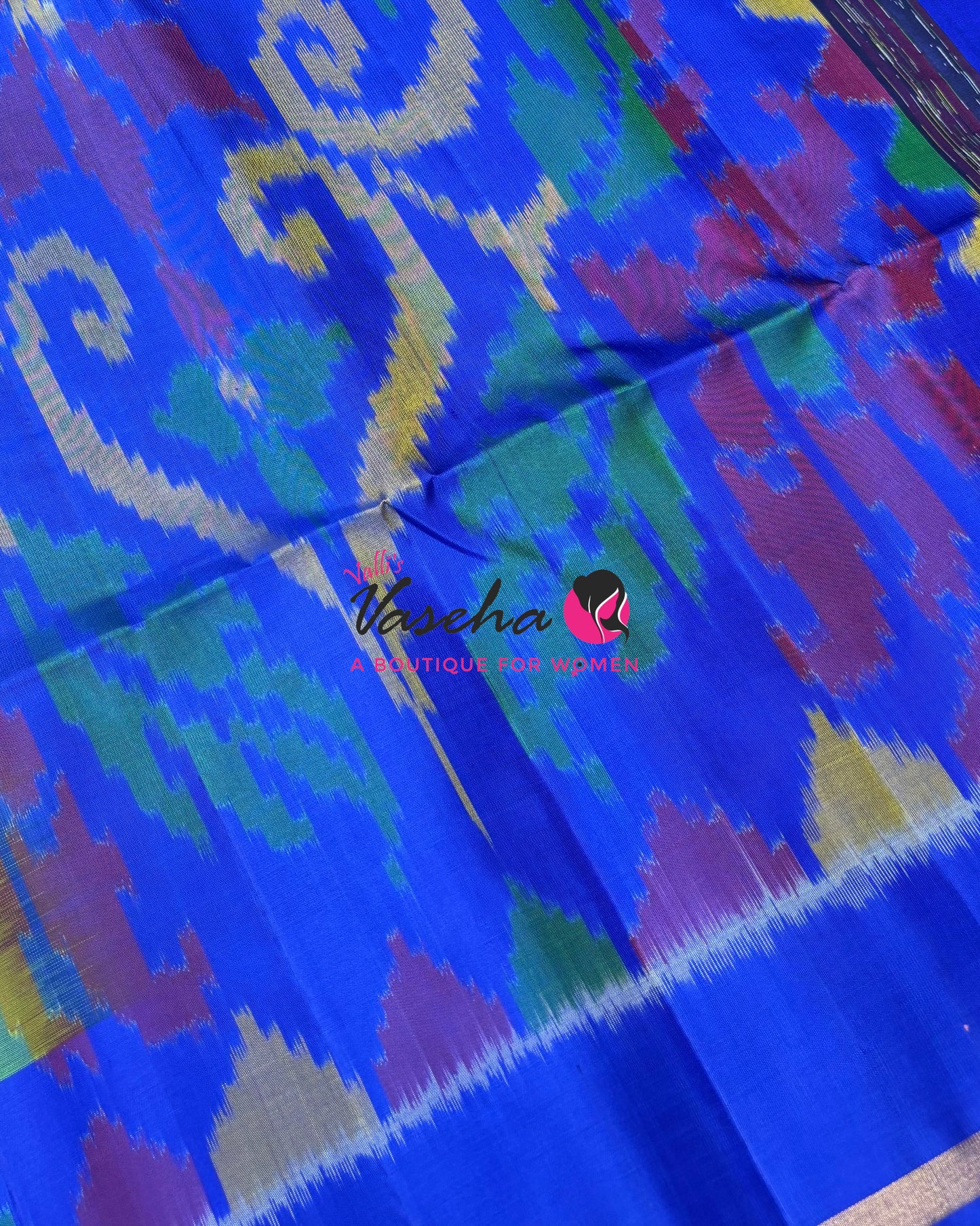 Pure Soft Silk Saree  - Pochampally Weaving - Green & Blue Combo - VVPSS110