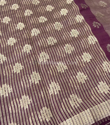 Semi Tussar Silk Saree - Wine Shade - VVSTS009