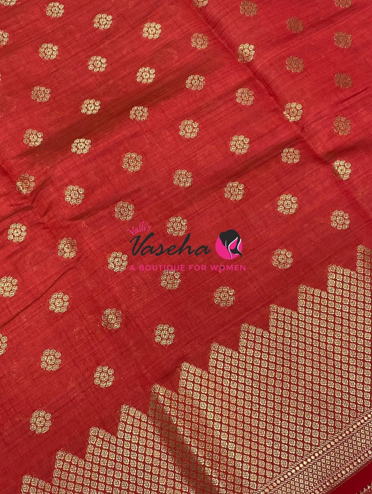 Semi Tussar Silk Saree | Red Shade |VVSTS057
