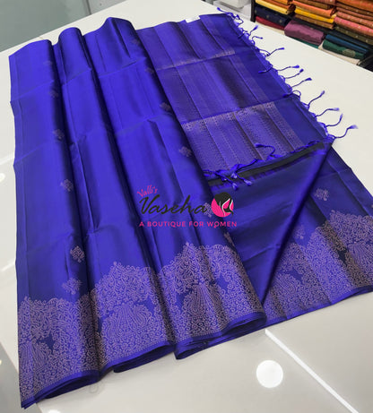 Pure Soft Silk Saree  - Blue Shade - VVPSS130