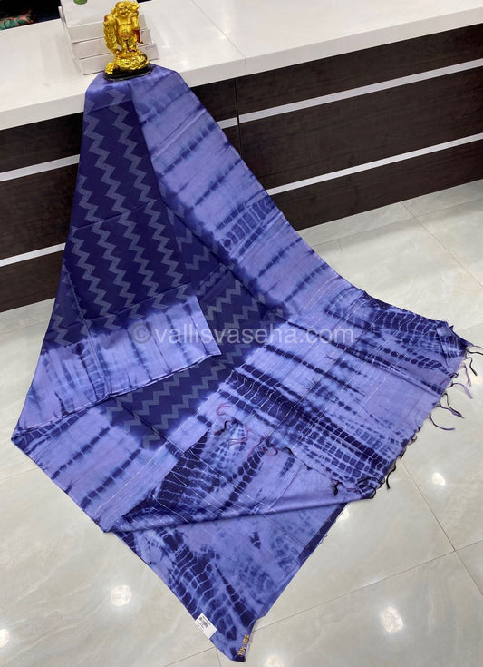 Bhagalpuri Silk - Blue with Lavendar Blue  - VVBS003