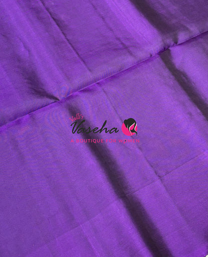 Half Mixed  Soft Silk Saree - Peacock Blue & Purple - VVPSS073