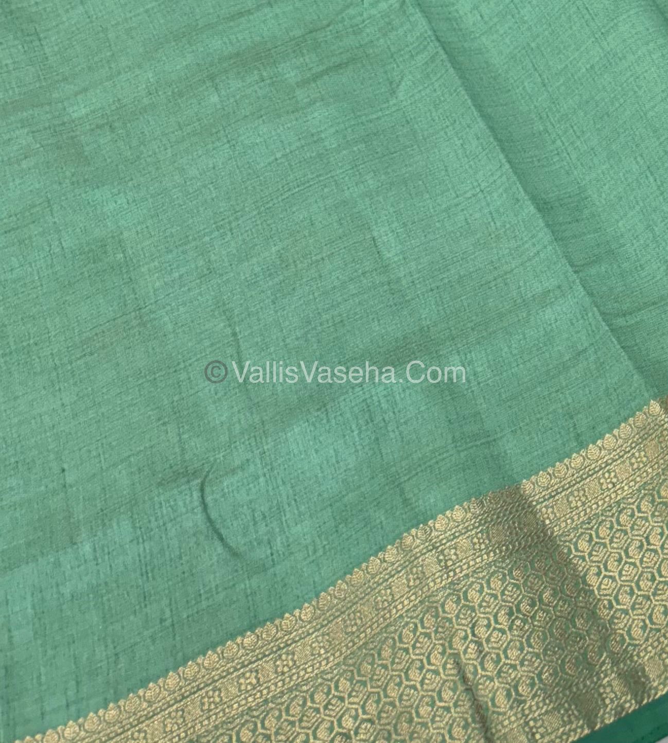 Semi Tussar Silk - Grand Pallu  - Pista Shade - VVSTS021