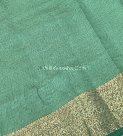 Semi Tussar Silk - Grand Pallu  - Pista Shade - VVSTS021