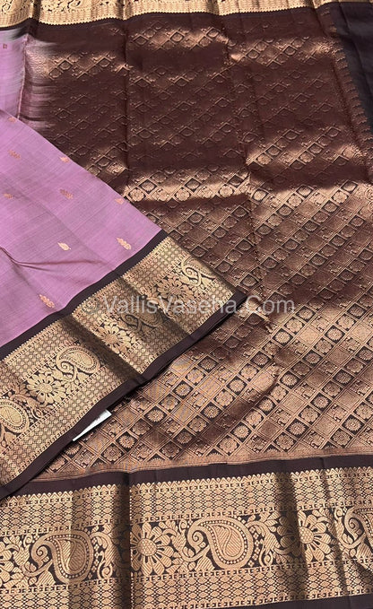 Half Mix - Pure Soft Silk Saree - Onion Pink & Brown Shade - VVPSS031