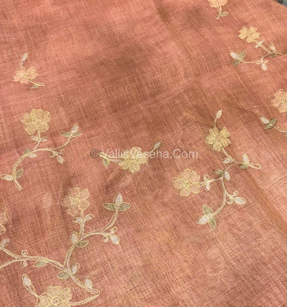 Tissue Linen Saree - light Orange Shade - VVTLS001