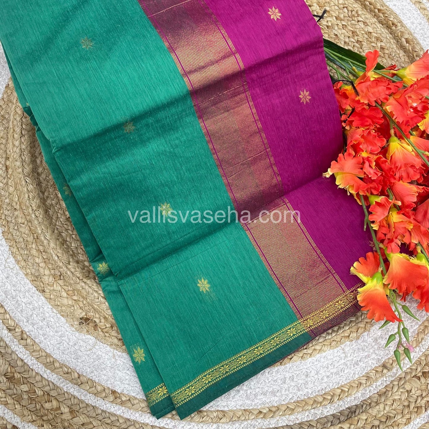 Semi Maheshwari Silk Cotton Saree - VVMSC006