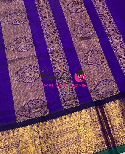 Pure Korvai Silk Cotton Saree- ￼ Lavender with Purple Shade VVKSC019