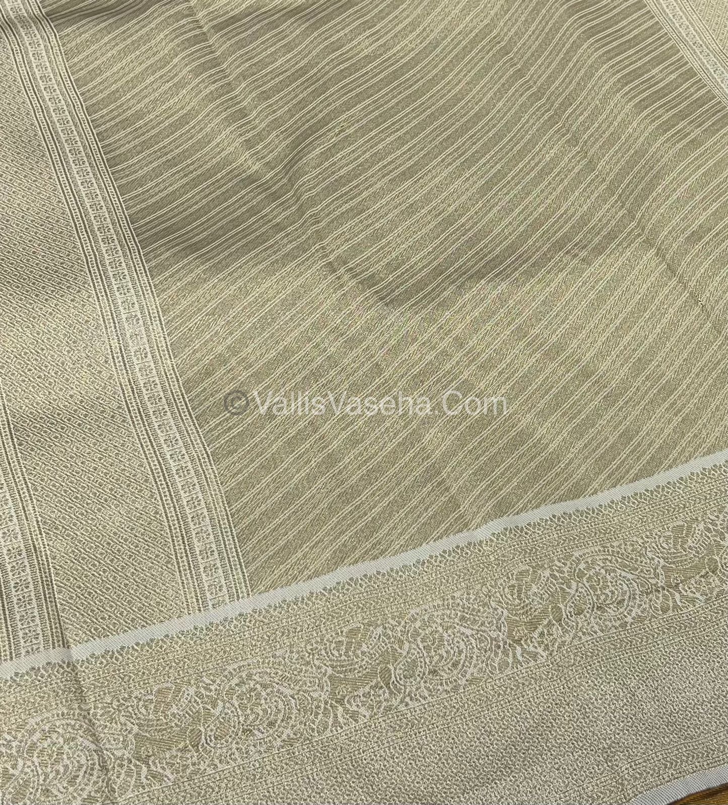 Semi Kanchi Silk - Mustard Yellow & Cream Shade  - VVSKS004