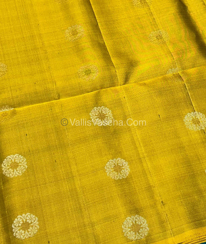 Pure Soft Silk Saree - Border Less  - Yellow & Brown Combo - VVPSS055