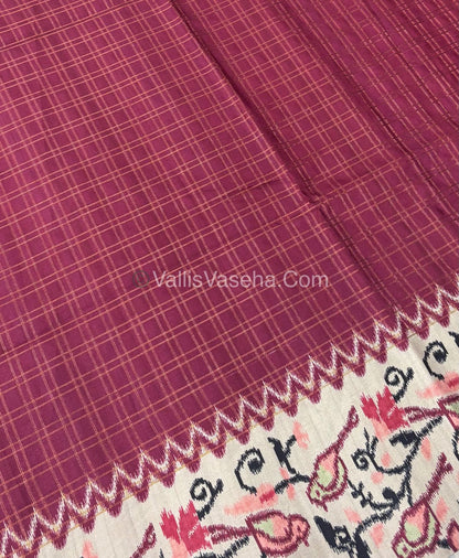 Semi Tussar Silk - Maroon  With Cream Shade  - VVSTS039