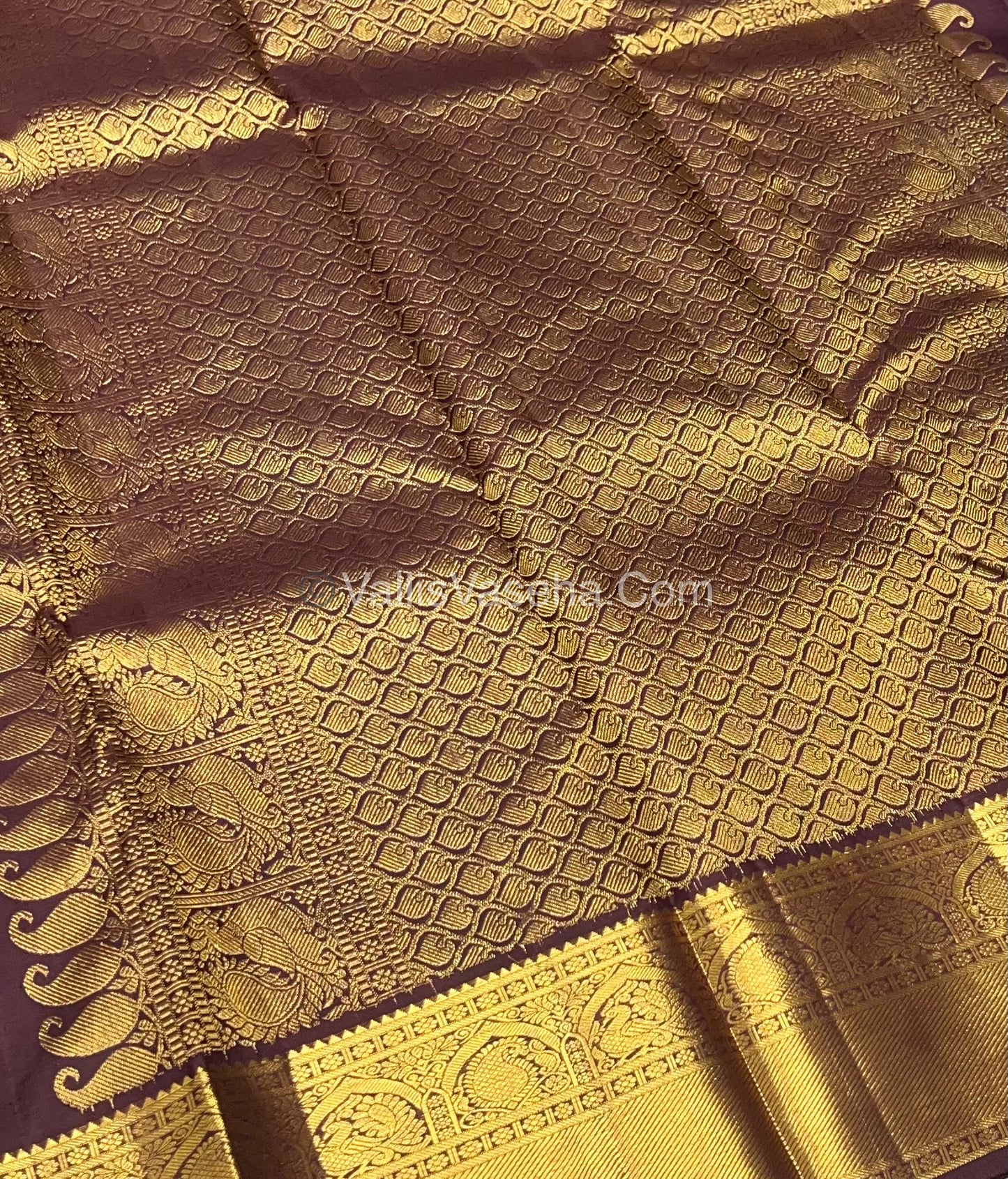 Pure Kanchipuram Silk Saree - Rust Orange With Wine Brown Shade  - VVPS022
