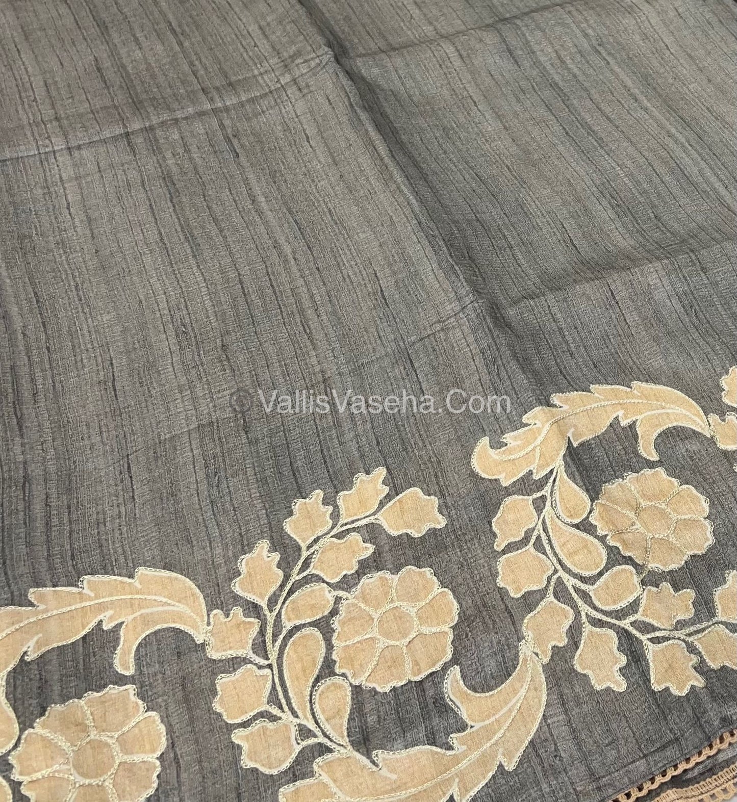 Semi Raw Silk with embroidery work - VVSRS001