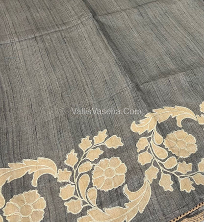 Semi Raw Silk with embroidery work - VVSRS001