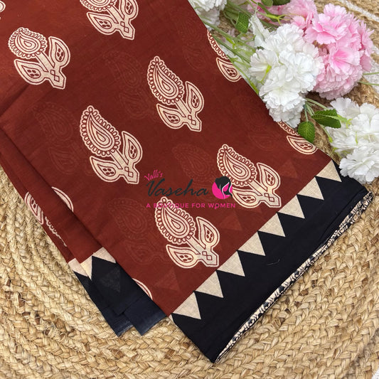 Pure Soft Mul Mul Cotton Sarees - Hand Block Prints - VVMMC011