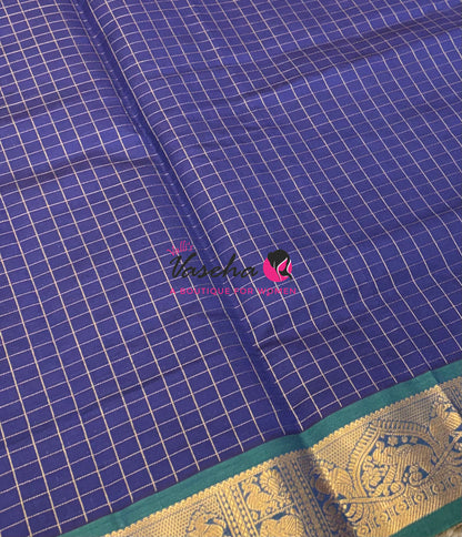 Semi Silk Cotton Saree - Checks Pattern - VVSSC019