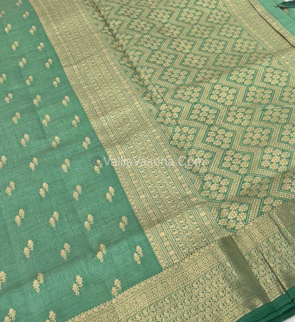 Semi Tussar Silk - Grand Pallu  - Pista Shade - VVSTS021
