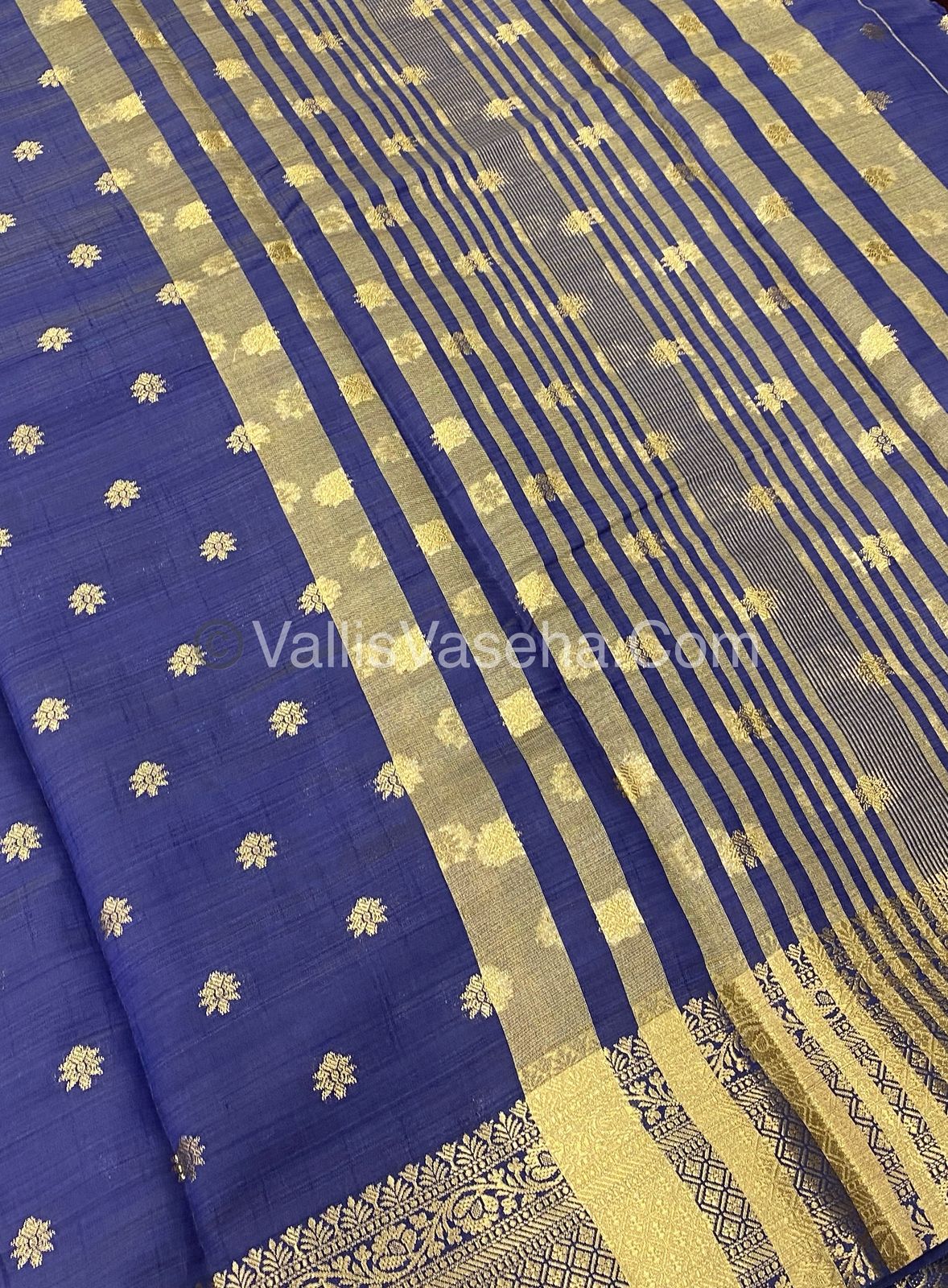 Semi Tussar Silk  - Navy Blue Shade  - VVSTS013
