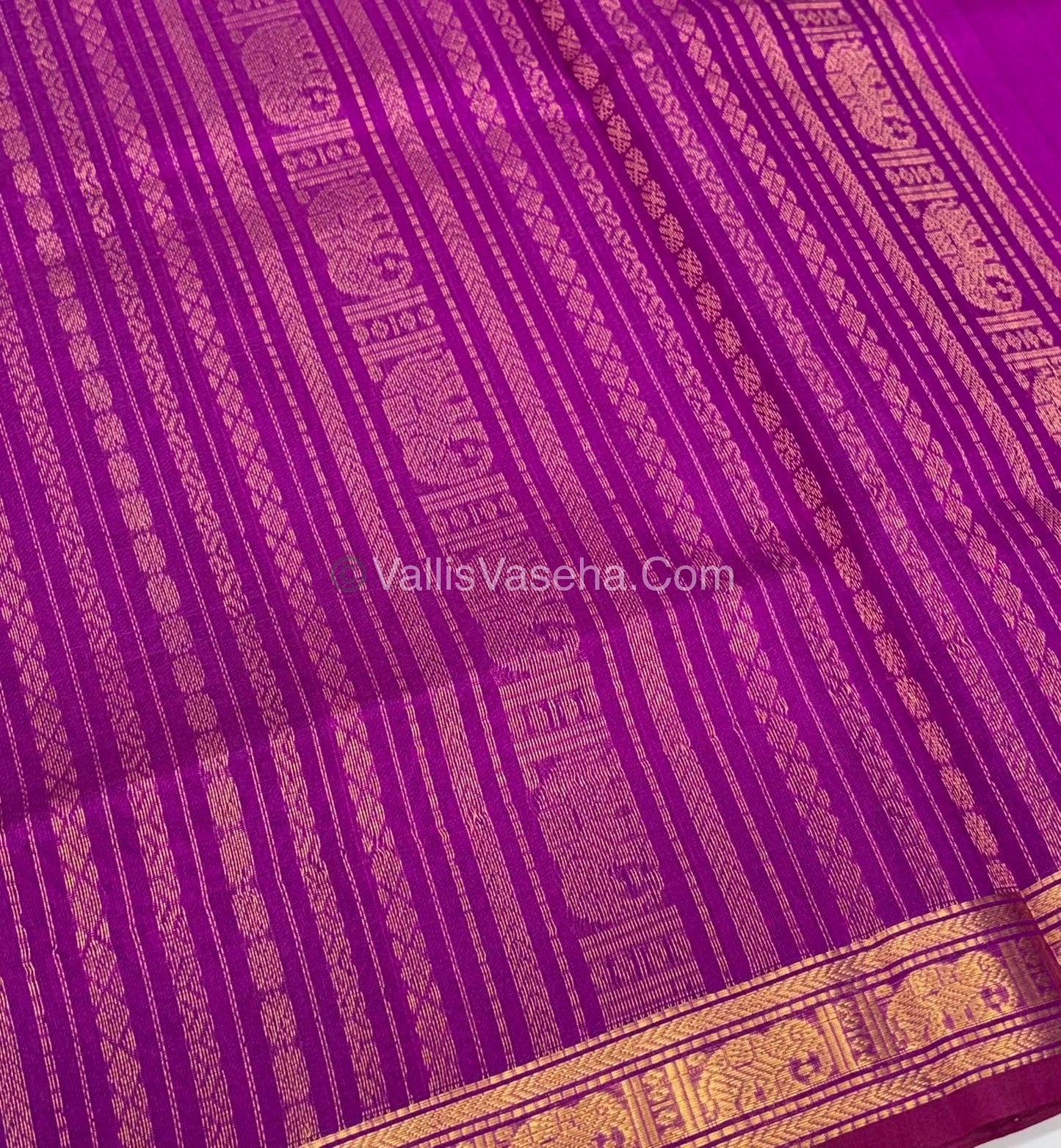 Pure Silk Cotton Saree - Retta Mayil Design - Purplish Pink Shade - VVRMS001