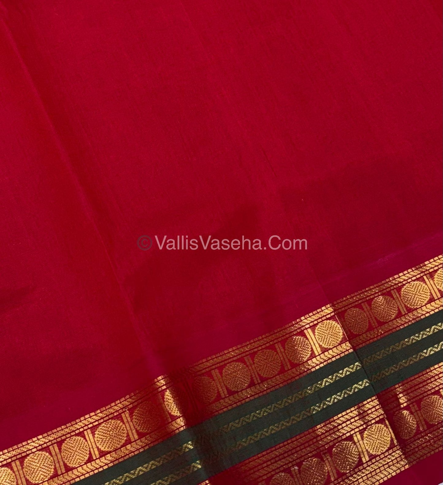 Pure Korvai Silk Cotton Saree - Mustard Yellow with Red - VVKSC004