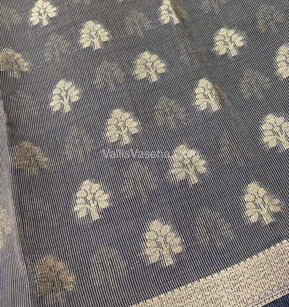 Semi Tussar Silk Saree - Navy Blue Shade - VVSTS009