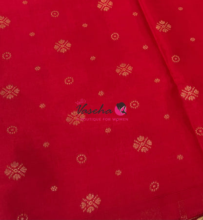 Semi Mysore Crepe Silk  - Red Shade - VVSMC004