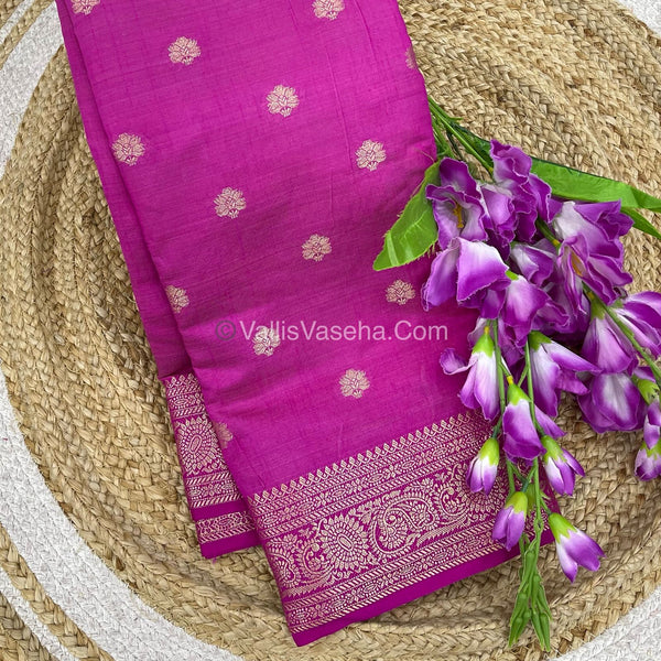 Semi Tussar Silk Saree |Rani Pink shade |VVSTS044