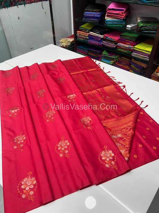 Semi Soft Silk - Border less  - Red Shade -VVSSS007